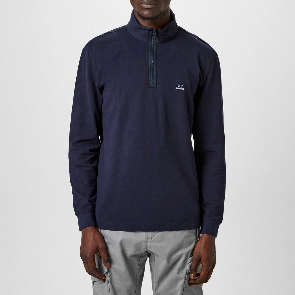 CP Company Long Sleevequarterzip Polo Shirt - Ttl Eclipse 888
